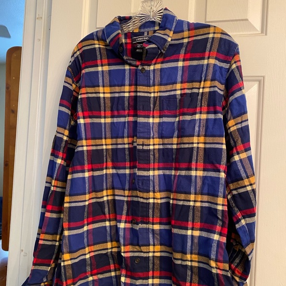 Lands’ End Multicolor button up long sleeve flannel Shirt M - Picture 7 of 10